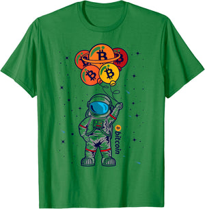 Bitcoin To The Moon Astronaut BTC Crypto Currency Blockchain T-Shirt - T-Shirt | Irish Green