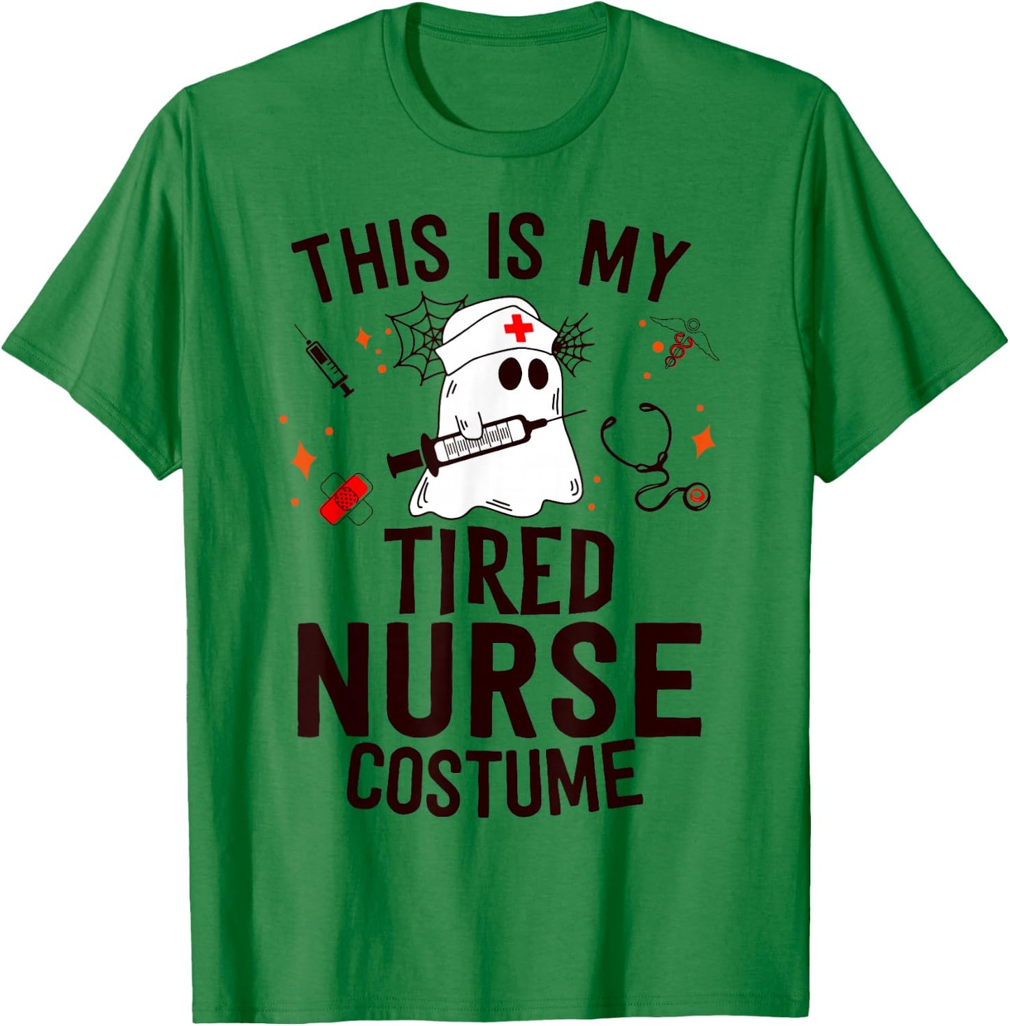 This Is Tired Nurse Costume Nursing Funny Ghost Halloween T-Shirt - T-Shirt | Irish Green