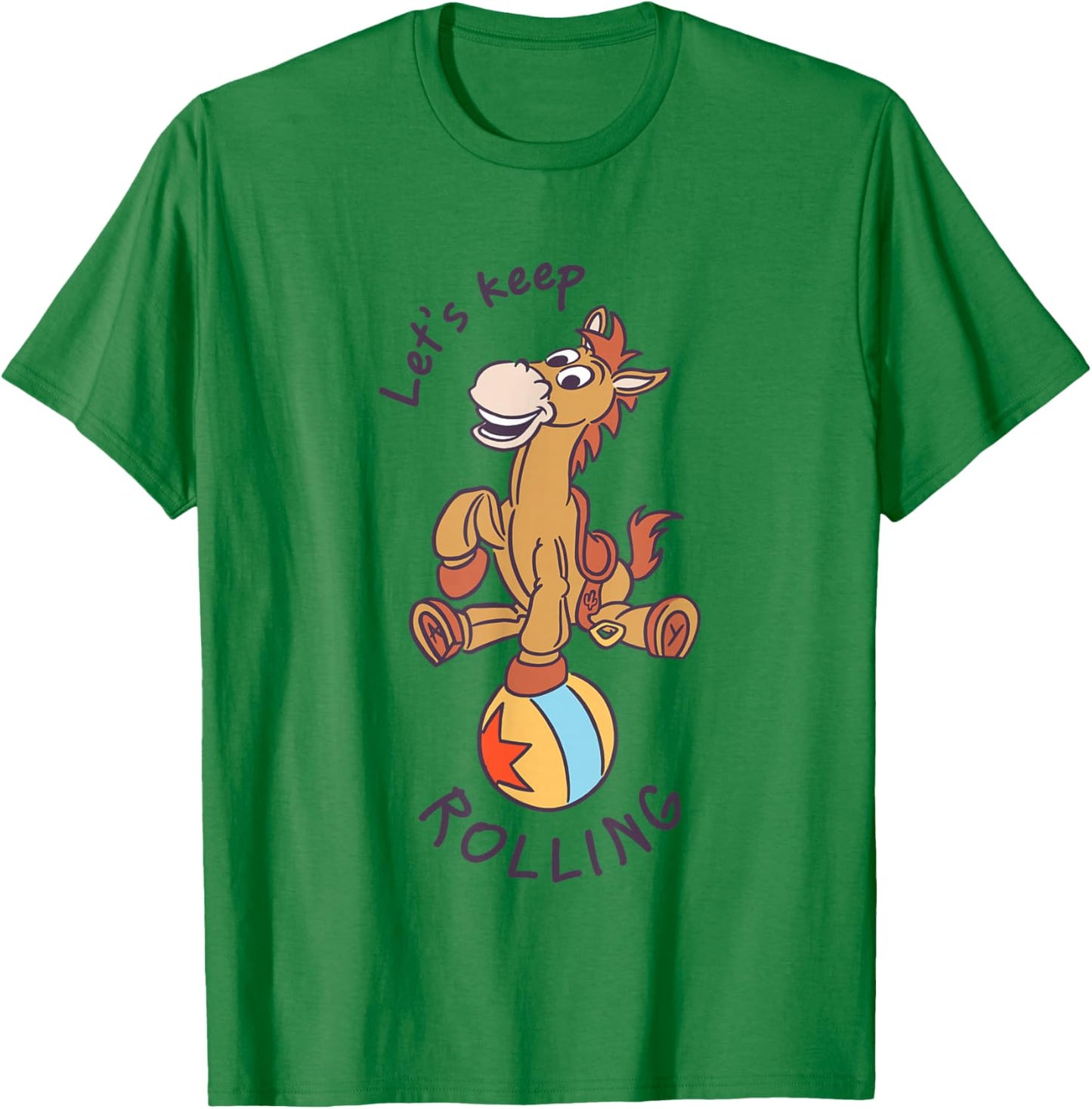 Disney Pixar Toy Story Cute Bullseye Let's Keep Rolling Logo T-Shirt - T-Shirt | Irish Green