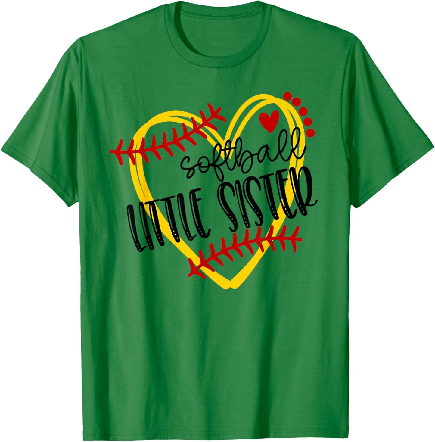 Personalized Softball Heart Cute Little Sister Women T-Shirt - T-Shirt | Irish Green