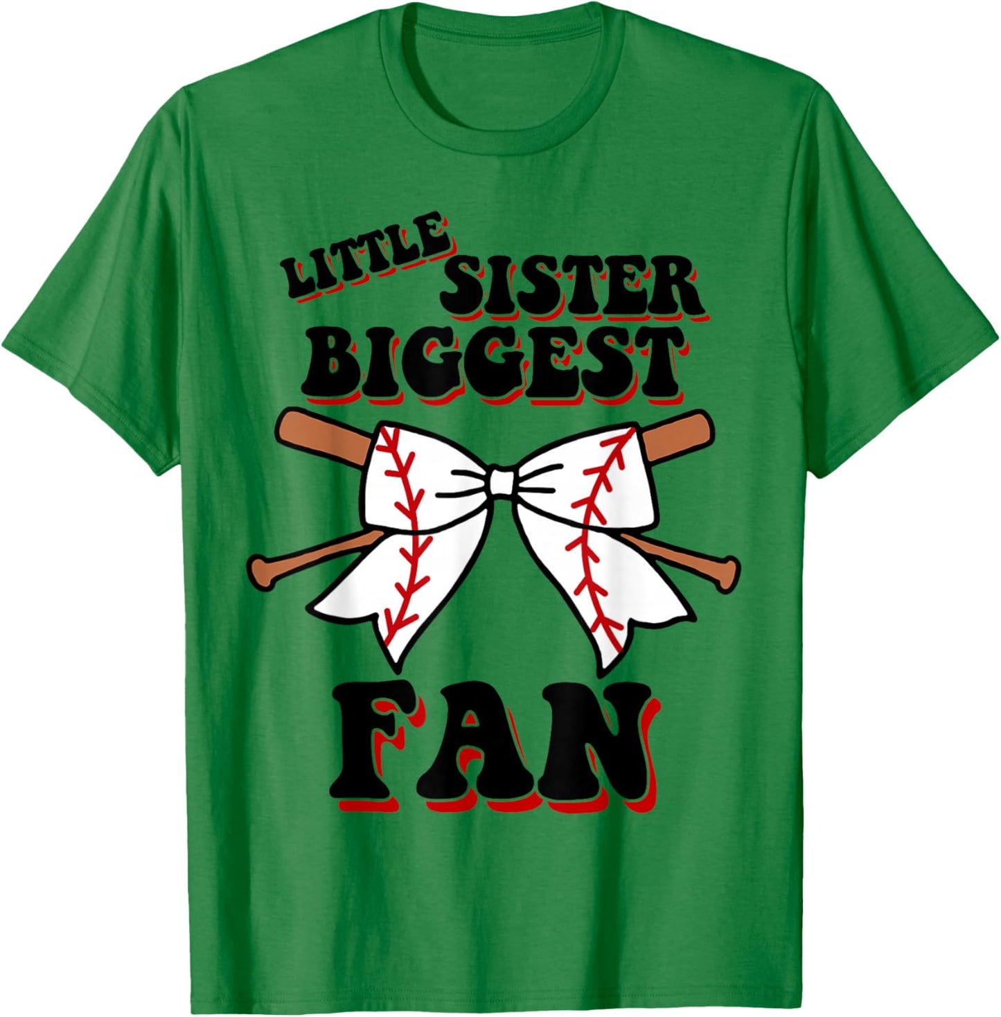 Toddler Little Sister Biggest Fan Cute Baseball Baby Girl T-Shirt - T-Shirt | Irish Green