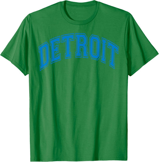 Detroit Blue Retro Vintage Distressed Arched Text T-Shirt - T-Shirt | Irish Green