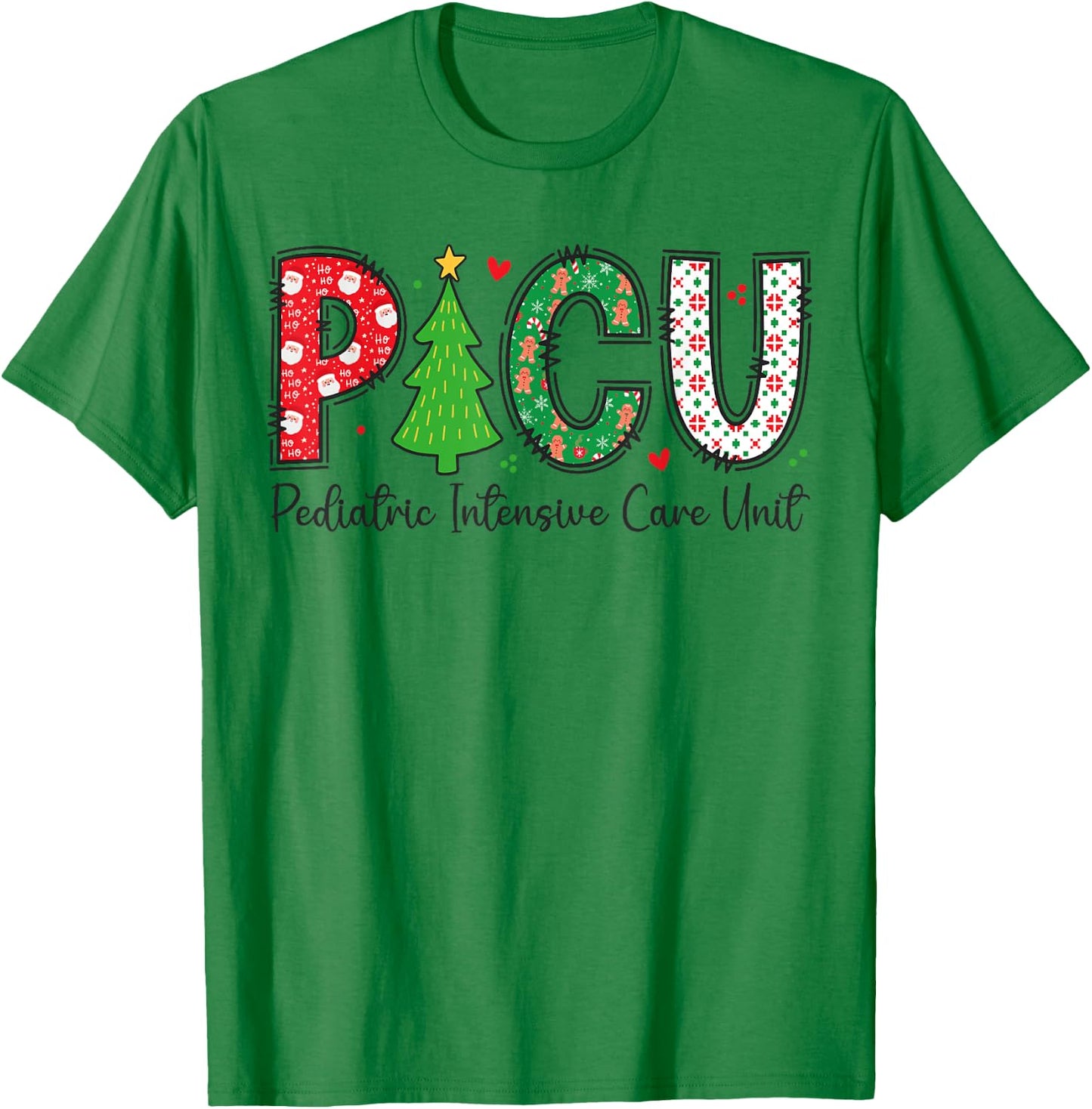 Christmas PICU Nurse - Xmas Pediatric ICU Nurse Appreciation T-Shirt - T-Shirt | Irish Green