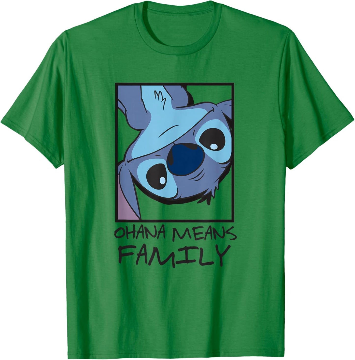 Disney Lilo & Stitch Ohana Means Family Stitch Panel Box T-Shirt - T-Shirt | Irish Green