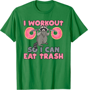 Trash Eating Racoon T Shirt Funny Gym Swole Rat Weightlifter T-Shirt - T-Shirt | Irish Green