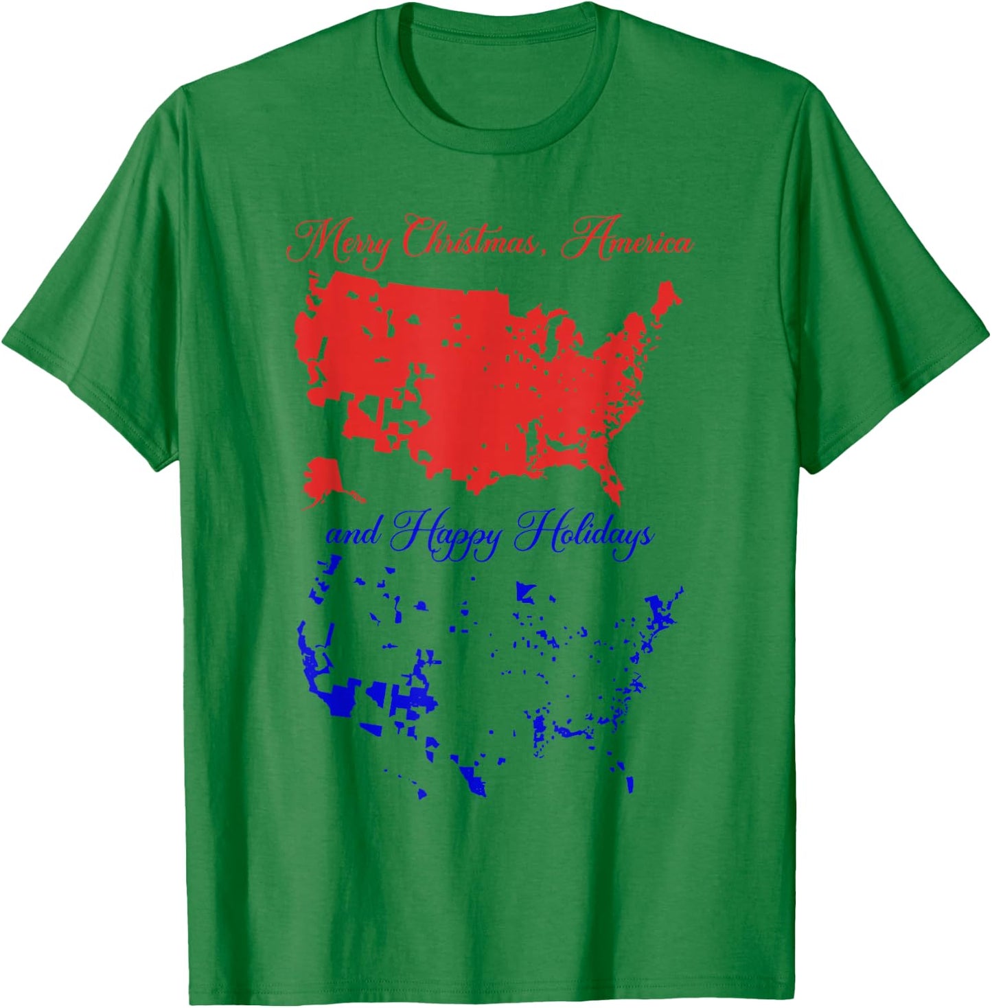 Merry Christmas America And Happy Holidays Election Map T-Shirt - T-Shirt | Irish Green