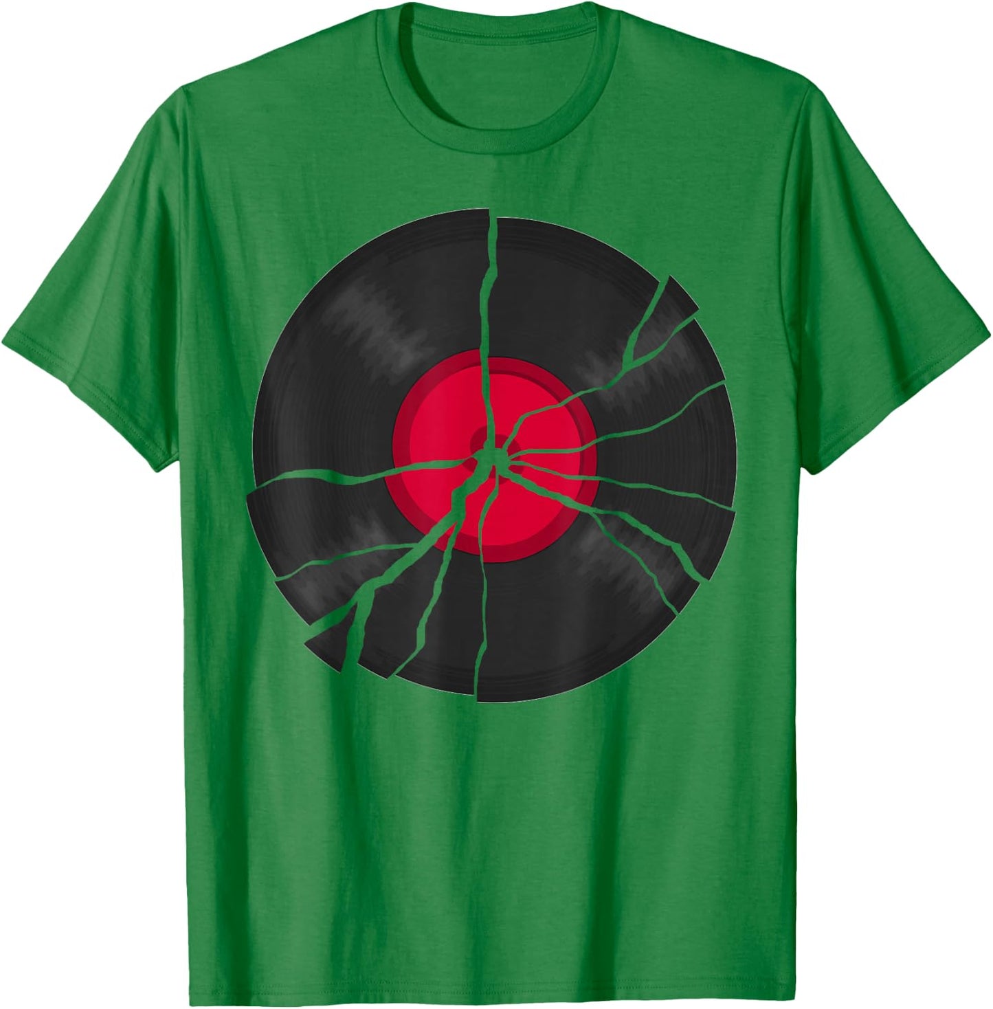 Broken Retro Vinyl Lp Music Record T-Shirt - T-Shirt | Irish Green