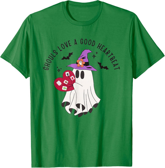 Cardiologist Halloween Cardiology Nurse Telemetry Nurse Ekg T-Shirt - T-Shirt | Irish Green
