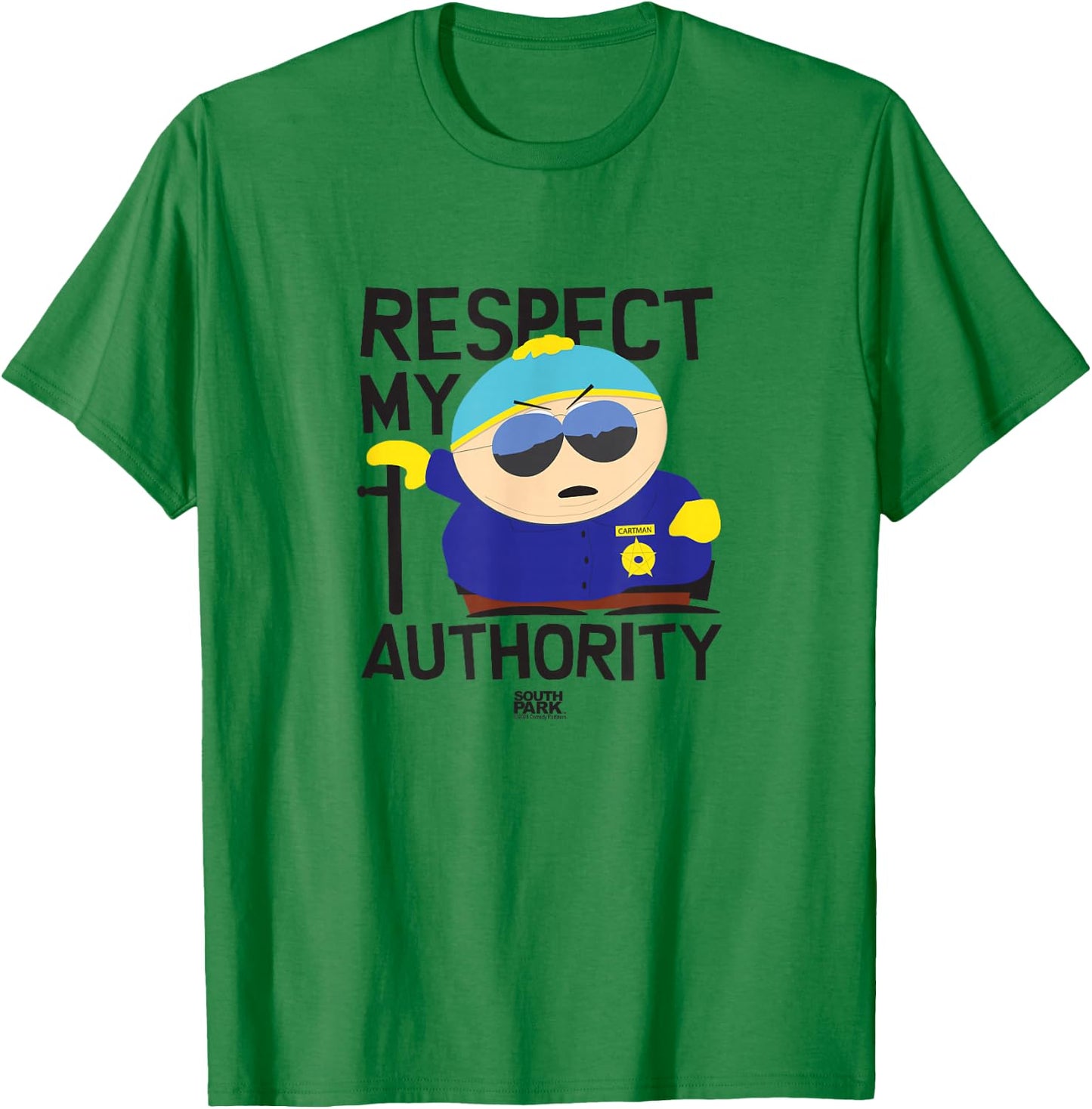 South Park Cartman Respect My Authority T-Shirt - T-Shirt | Irish Green