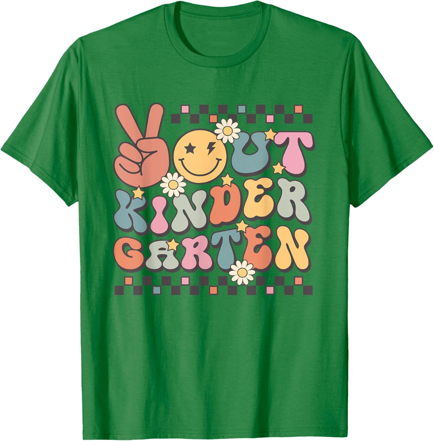 Last Day of Kindergarten Smile Face Peace Out Kindergarten T-Shirt - T-Shirt | Irish Green