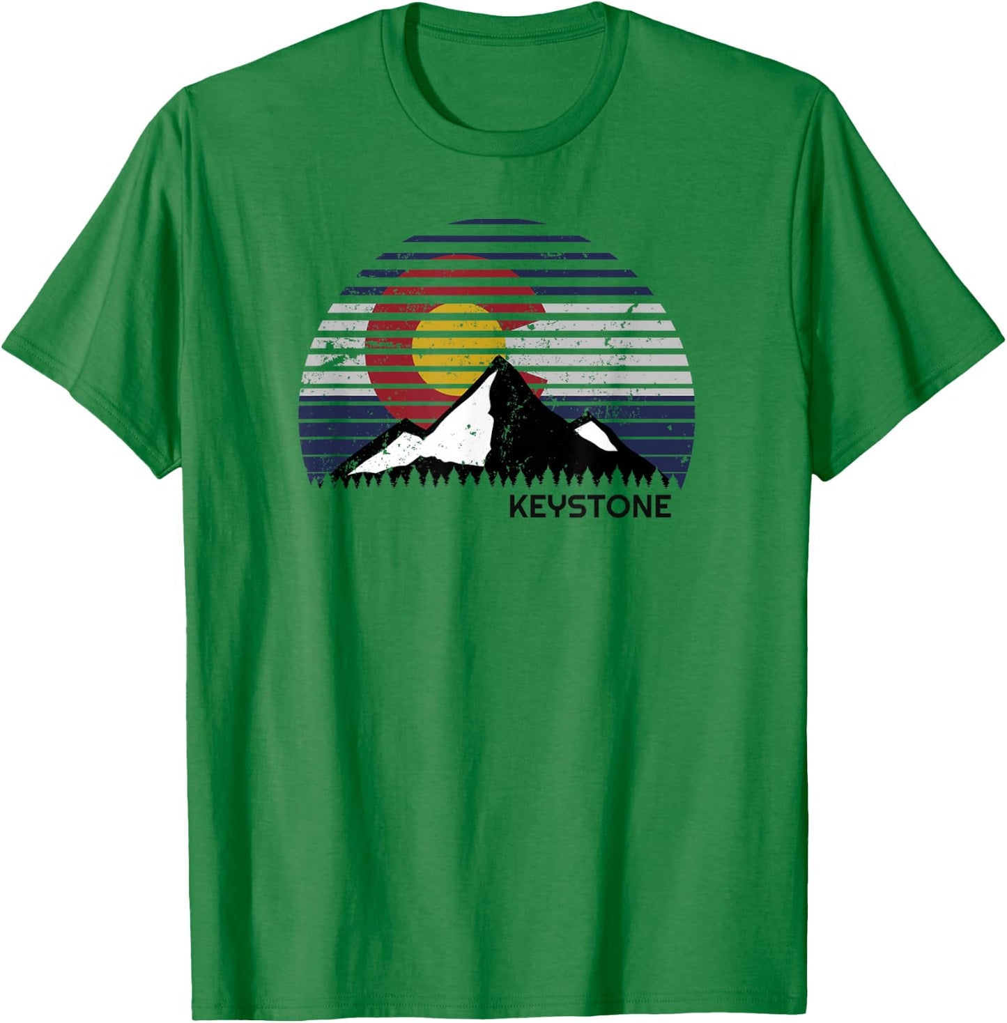 Keystone, Colorado x CO Flag Mountain Top T-Shirt - T-Shirt | Irish Green