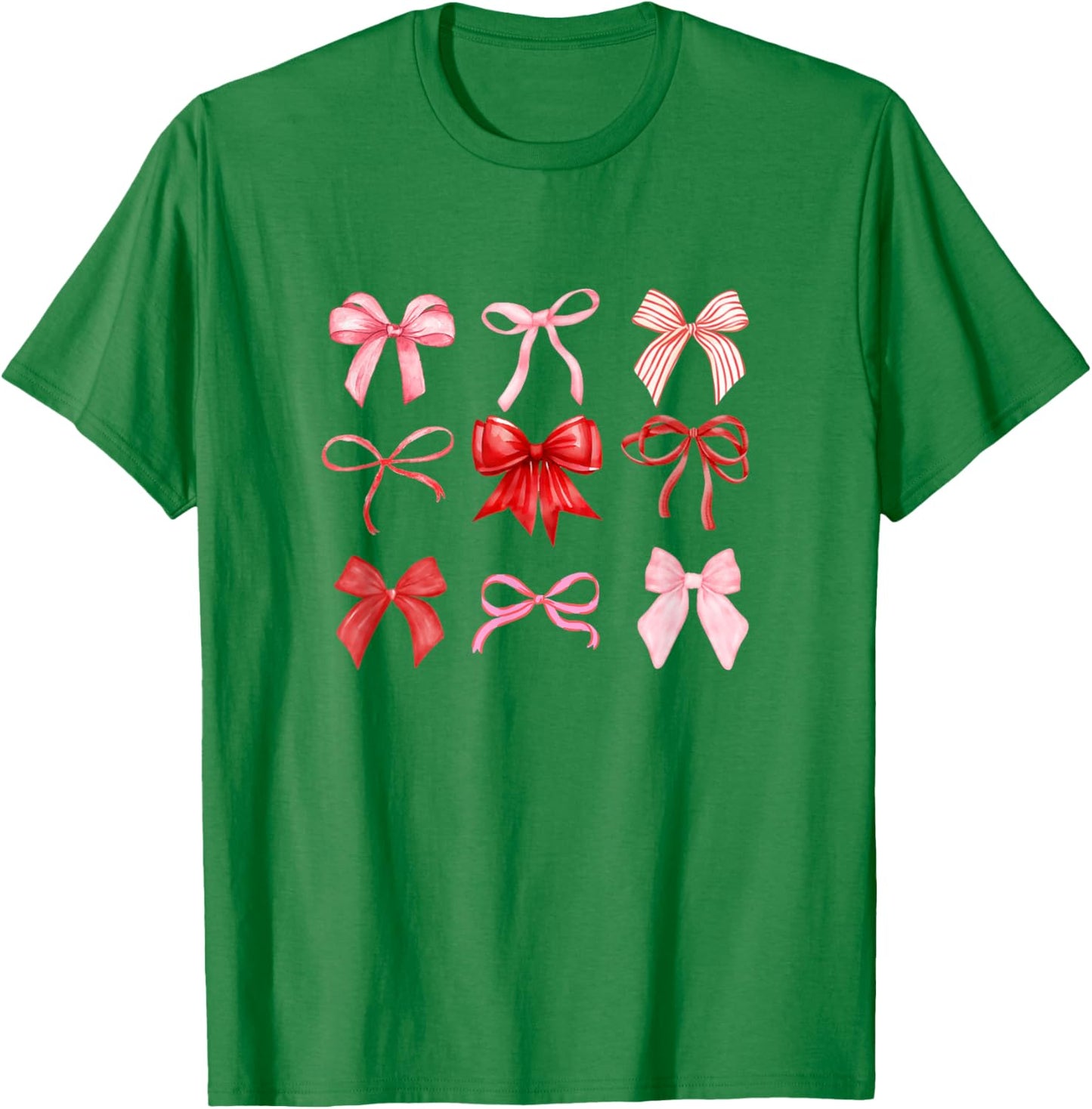 Coquette Aesthetic Red and Pink Bow Valentines T-Shirt - T-Shirt | Irish Green