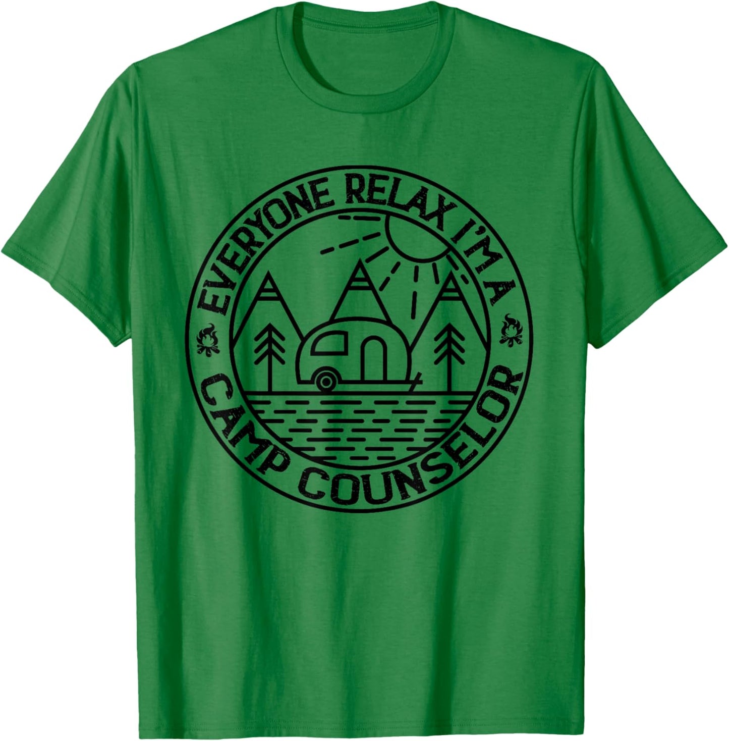 Everyone Relax I'm A Camp Counselor Retro Camp Counselor T-Shirt - T-Shirt | Irish Green