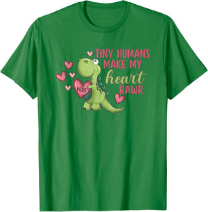 Tiny Humans Make My Heart Rawr Pediatric Nurse Valentine T-Shirt - T-Shirt | Irish Green