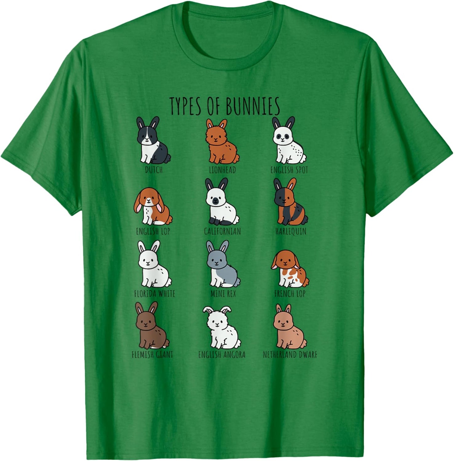 Cute Types of Bunnies Rabbits Breeds Flemish Giant Lionhead T-Shirt - T-Shirt | Irish Green