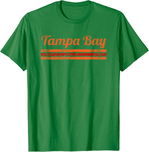 Tampa Bay Florida Retro Vintage Weathered Stripe Throwback T-Shirt - T-Shirt | Irish Green
