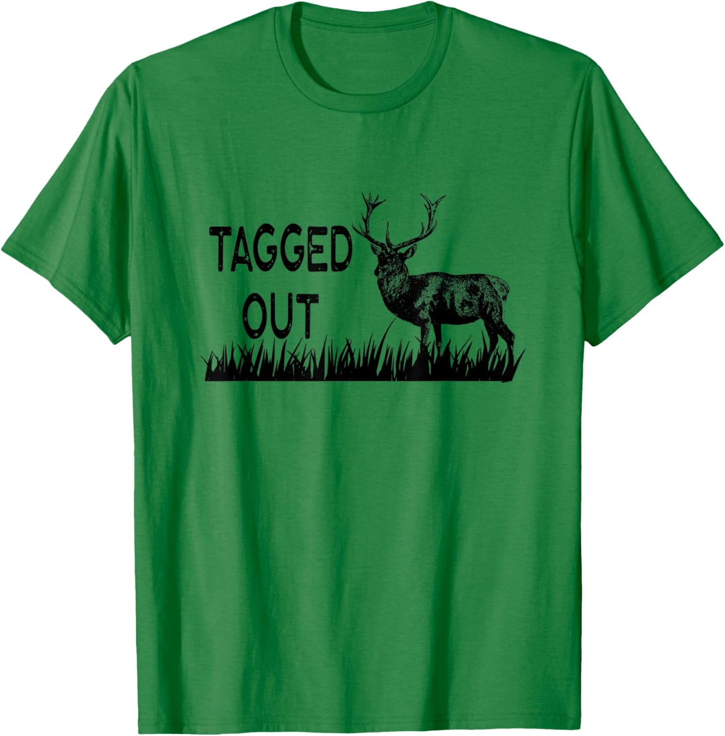 Tagged Out Vintage Graphic Hunter Hunt Elk Deer Antler Rack T-Shirt - T-Shirt | Irish Green