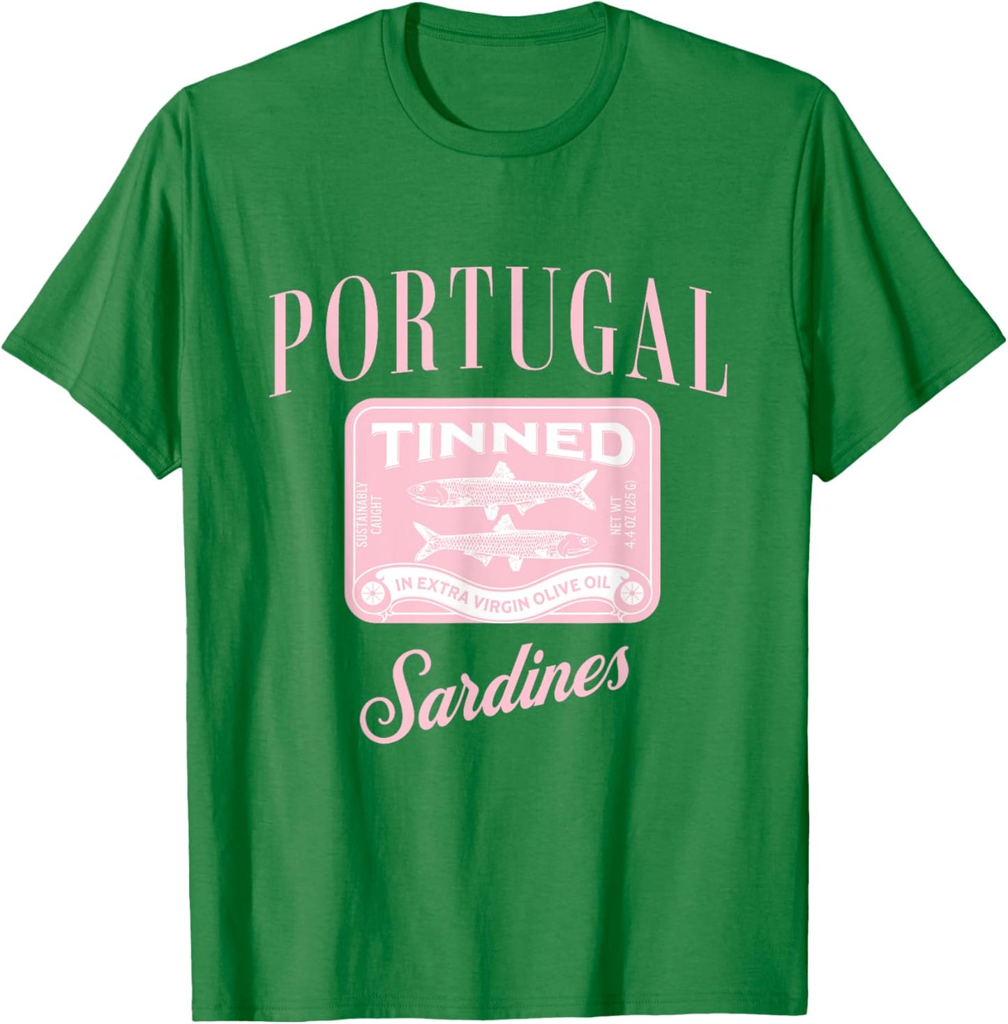 Tin Fish Sardines - Women's Classic Fit White Short Sleeve Letter Print Portugal Sardines Summer T-Shirt - T-Shirt | Irish Green