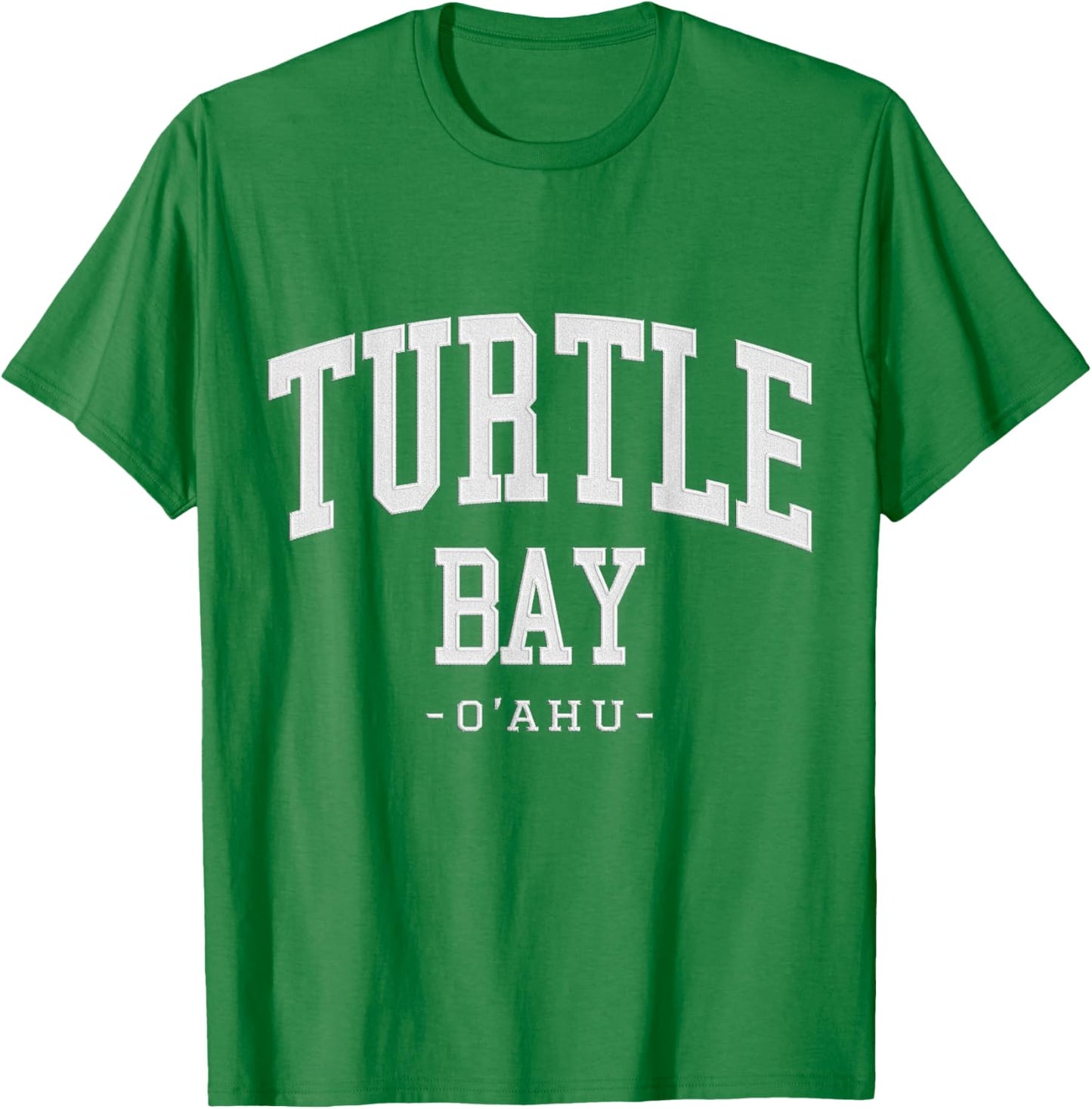 Stitched Letters Varsity Font Turtle Bay Oahu Hawaii T-Shirt - T-Shirt | Irish Green
