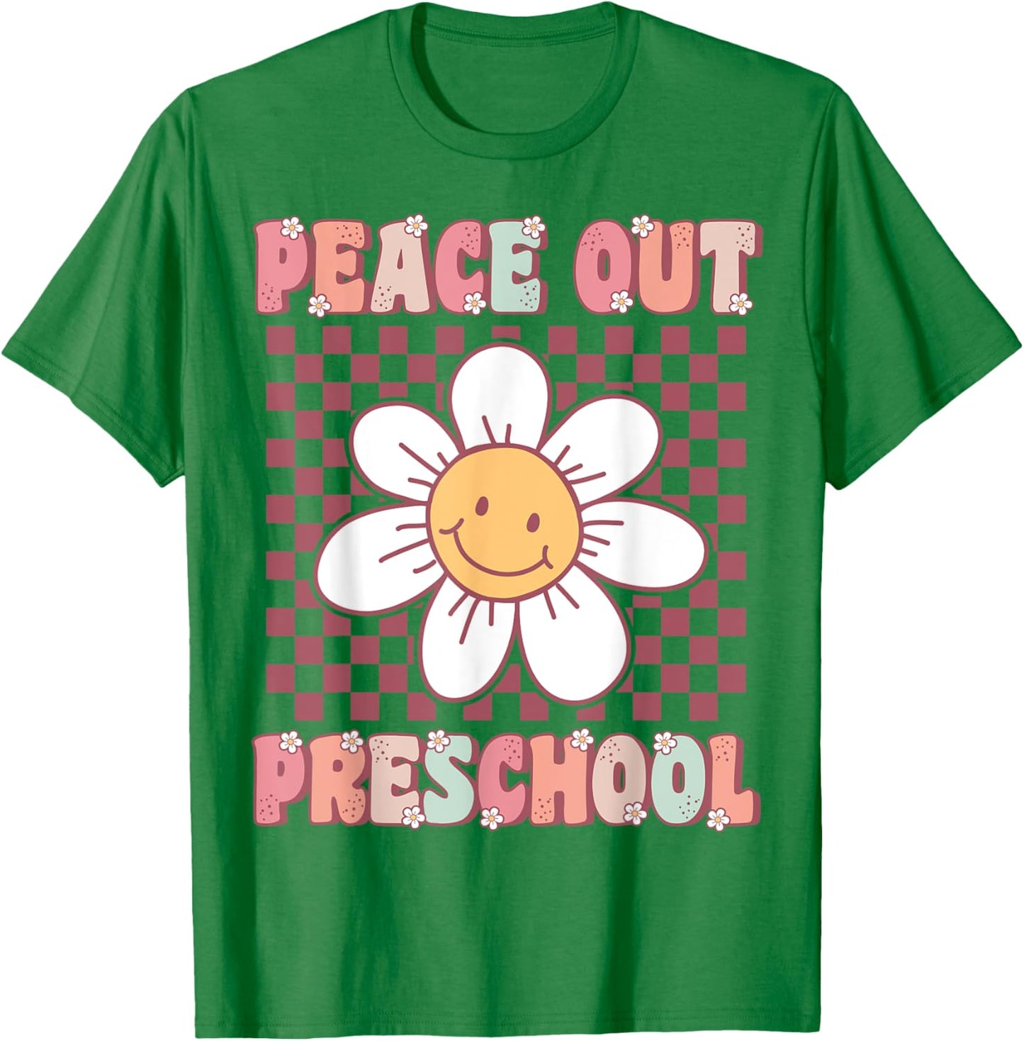 Peace Out Pre-K Cute Groovy Last Day of Preschool Graduation T-Shirt - T-Shirt | Irish Green
