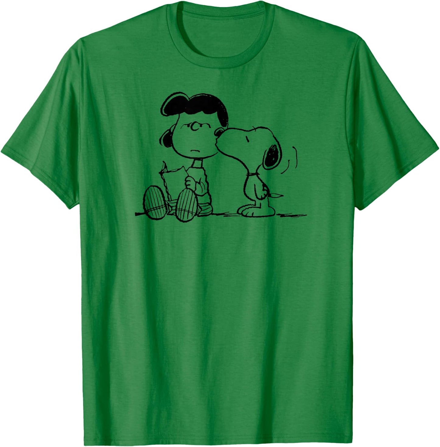 Peanuts - Snoopy Kissing Lucy Reading A Book T-Shirt - T-Shirt | Irish Green
