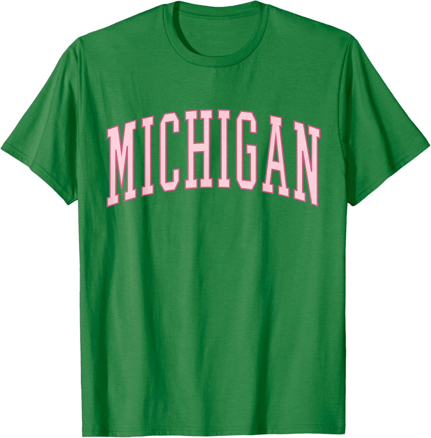 Preppy Varsity Pink Michigan T-Shirt - T-Shirt | Irish Green