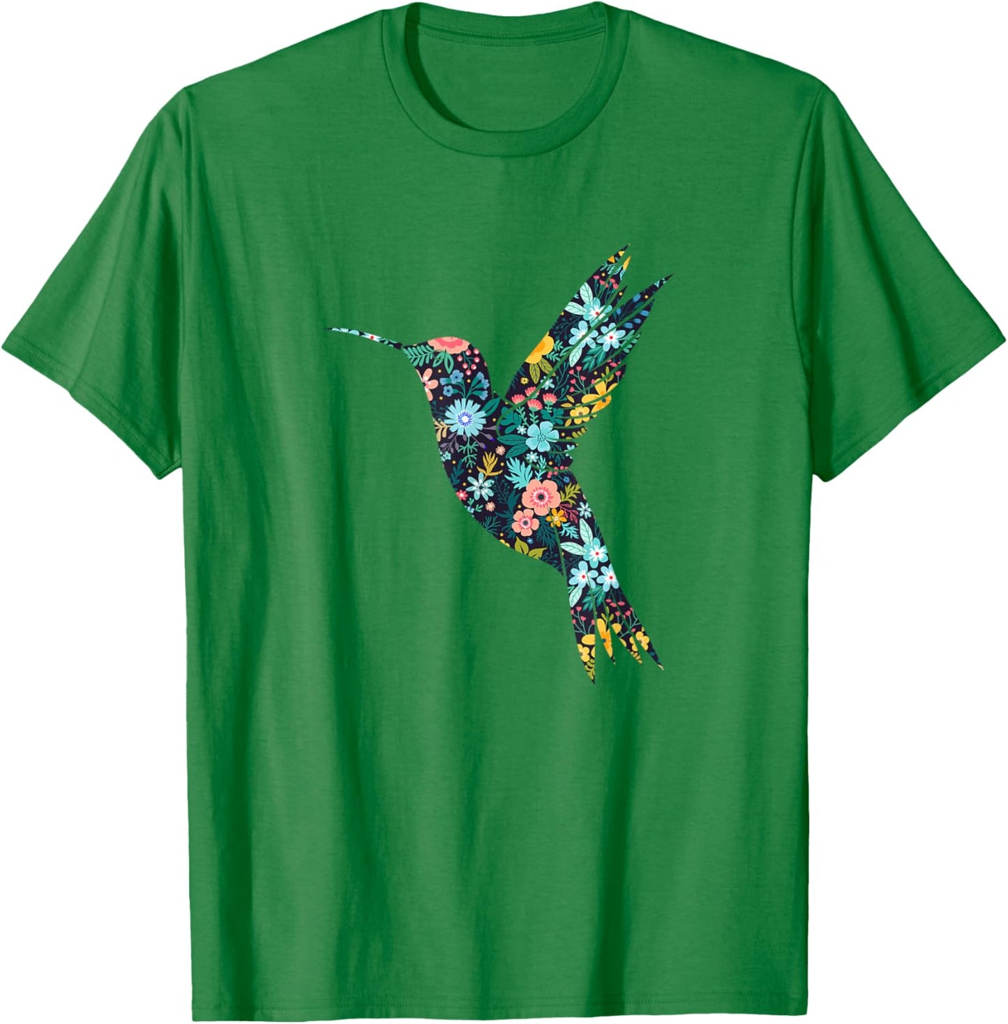 Floral Hummingbird Silhouette Girls Graphic T-Shirt - T-Shirt | Irish Green