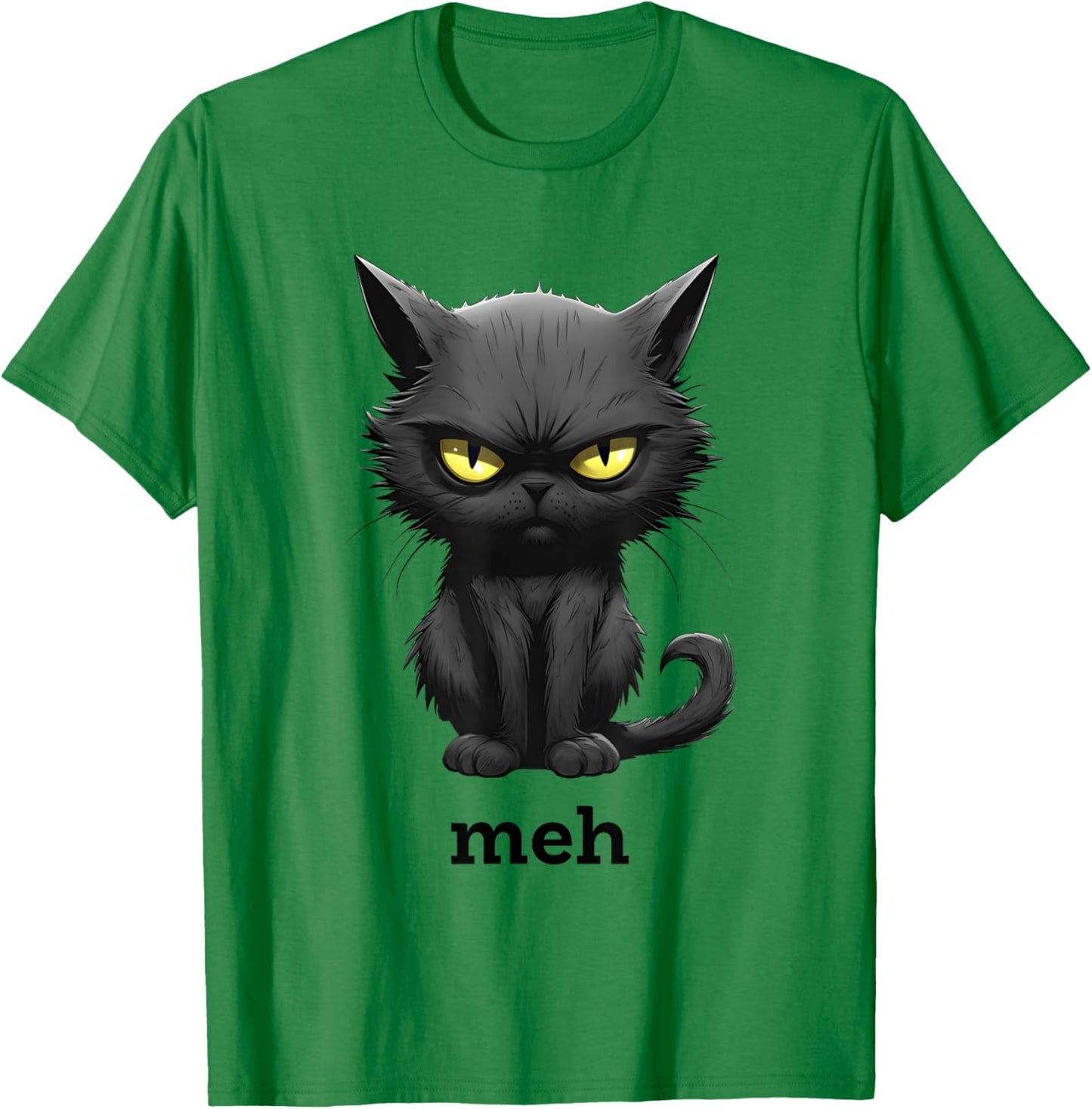 Funny Meh Cat for Cat Lovers T-Shirt - T-Shirt | Irish Green