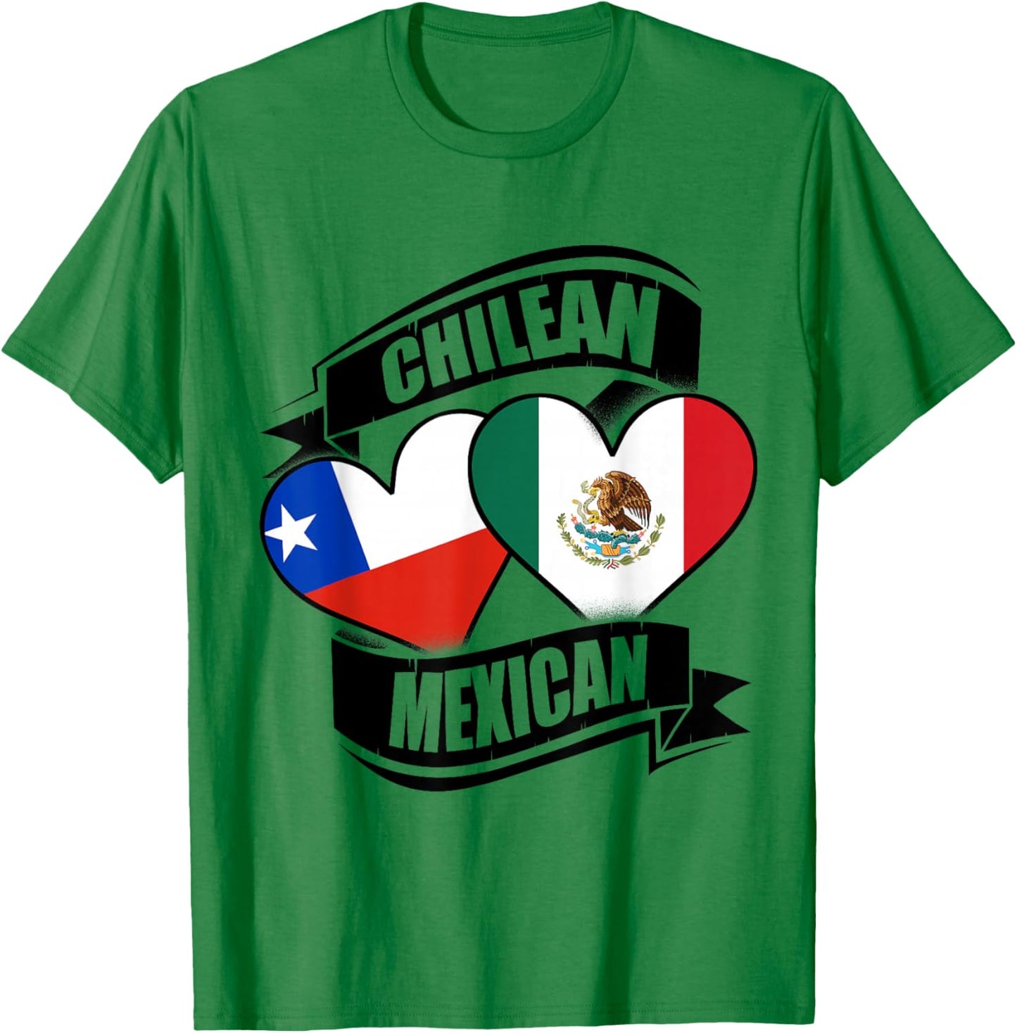 Chilean Mexican Hearts Chile Mexico Flags T-Shirt - T-Shirt | Irish Green