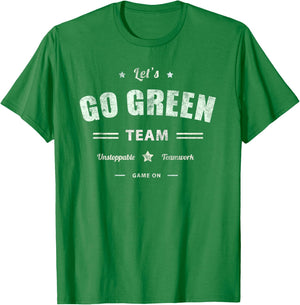 Vintage LET'S GO GREEN TEAM War Game Summer Competition T-Shirt - T-Shirt | Irish Green