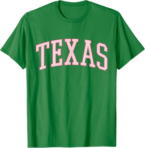 Preppy Varsity Pink Texas T-Shirt - T-Shirt | Irish Green