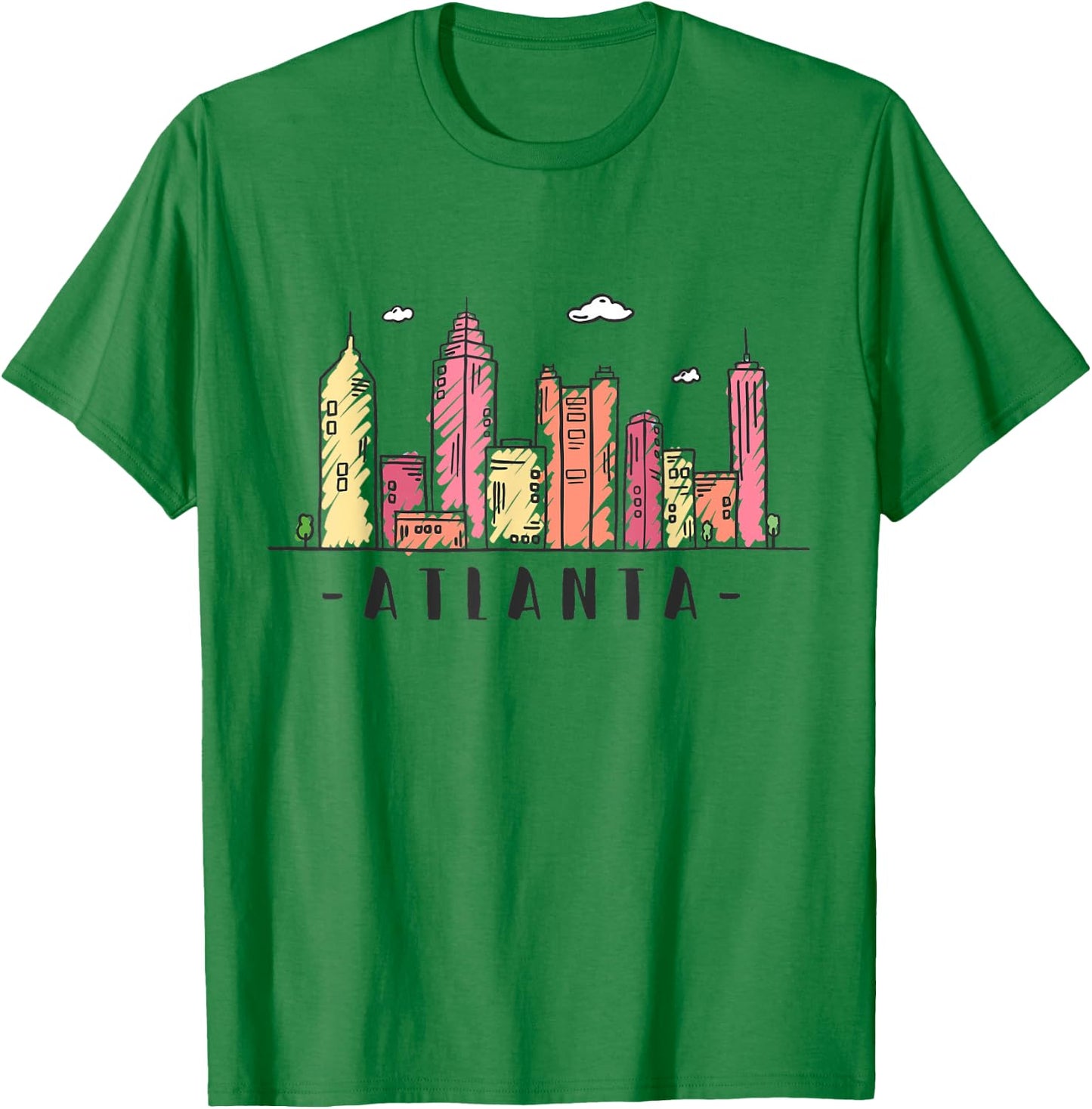Atlanta Skyline Georgia Colourful City Souvenir Gift T-Shirt - T-Shirt | Irish Green