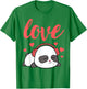 Love Valentines Cute Kawaii Panda Hearts Girls T-Shirt - T-Shirt | Irish Green