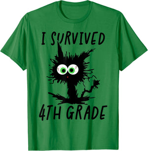 I Survived Fourth Grade Cat T-Shirt - T-Shirt | Irish Green