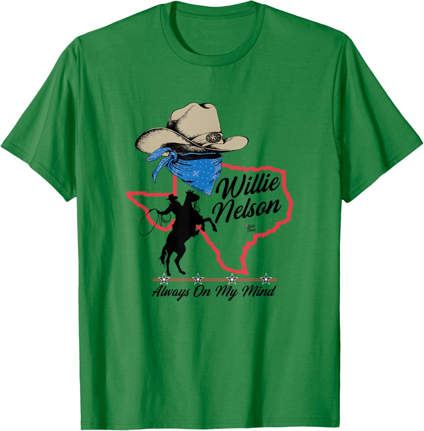 Official Willie Nelson Always On My Mind Black T-Shirt - T-Shirt | Irish Green