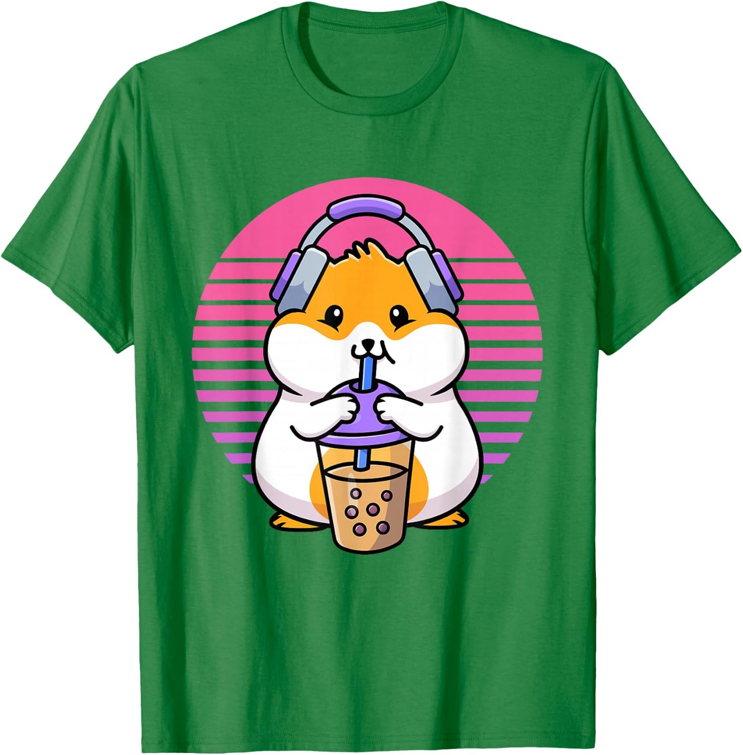 Retro Boba And KPop Shirt Kawaii Hamster K-Pop Merchandise T-Shirt - T-Shirt | Irish Green