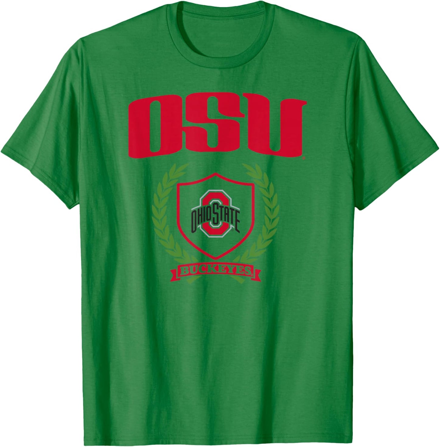 Ohio State Buckeyes Laurel Banner White Officially Licensed T-Shirt - T-Shirt | Irish Green
