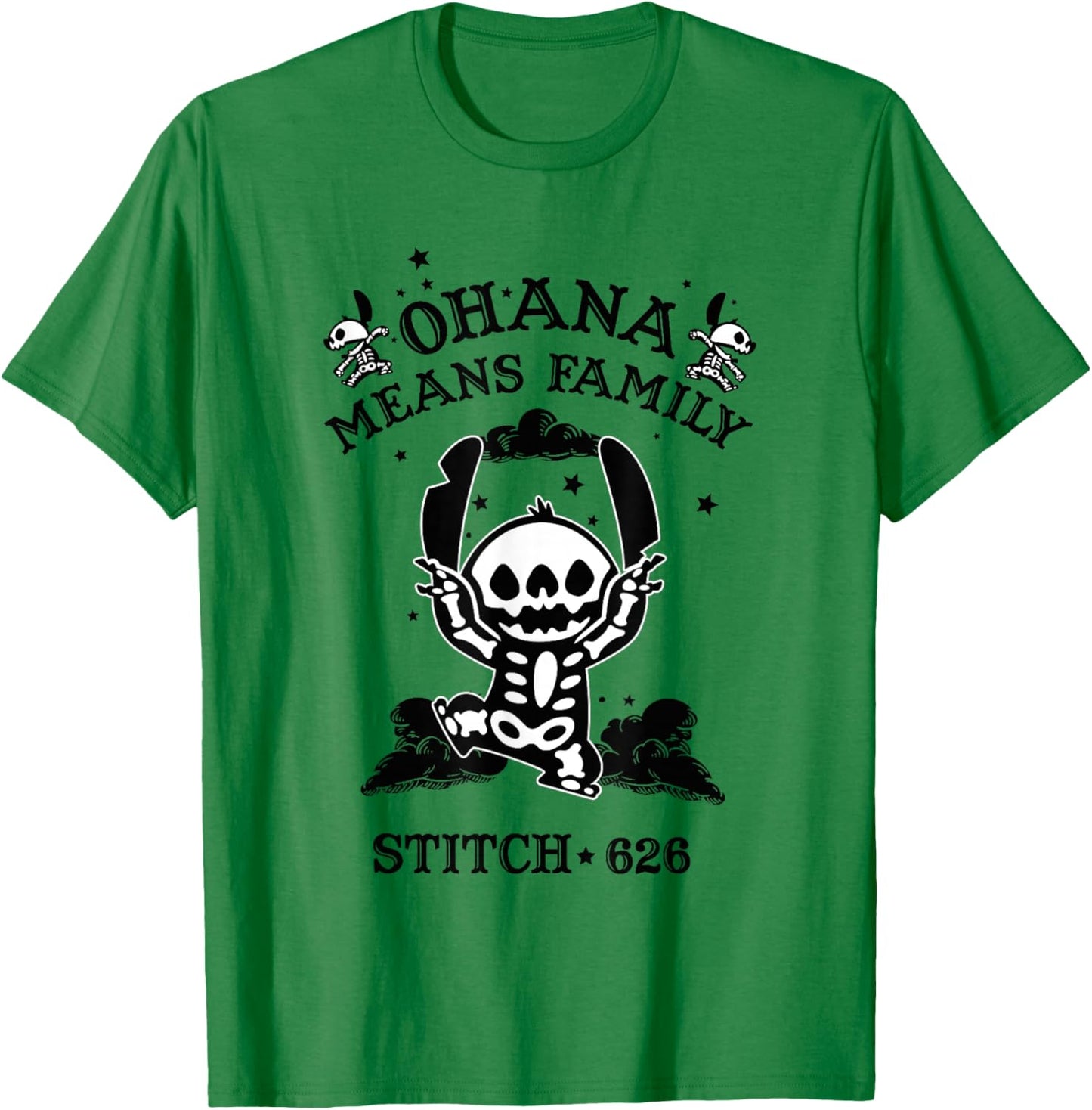 Disney Lilo & Stitch Halloween Ohana Means Family Skeleton T-Shirt - T-Shirt | Irish Green