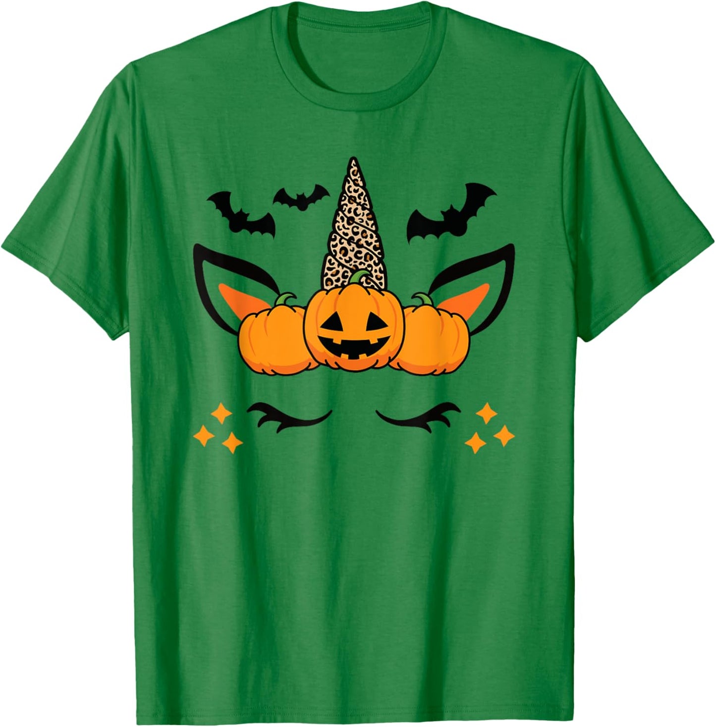Cute Halloween Unicorn Costume Leopard Pumpkins T-Shirt - T-Shirt | Irish Green