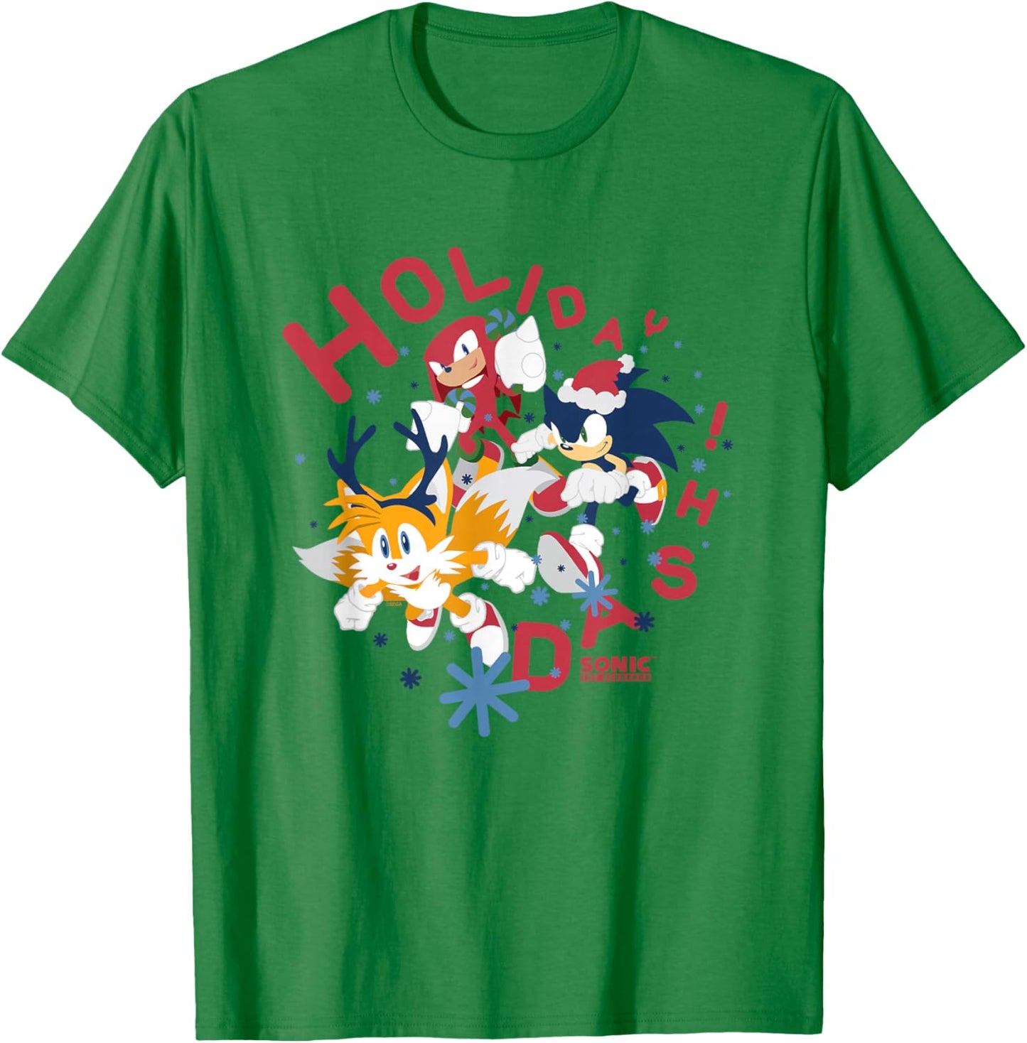 Sonic The Hedgehog Christmas Holiday Dash Vintage Shot T-Shirt - T-Shirt | Irish Green