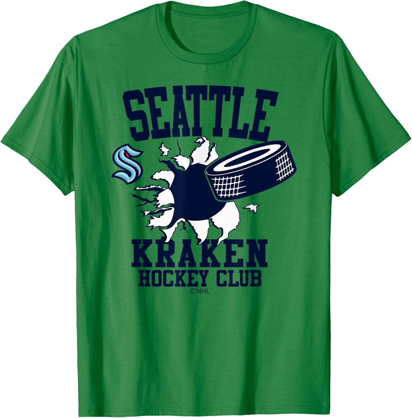 Seattle Kraken Hockey Puck Burst Gray Officially Licensed T-Shirt - T-Shirt | Irish Green