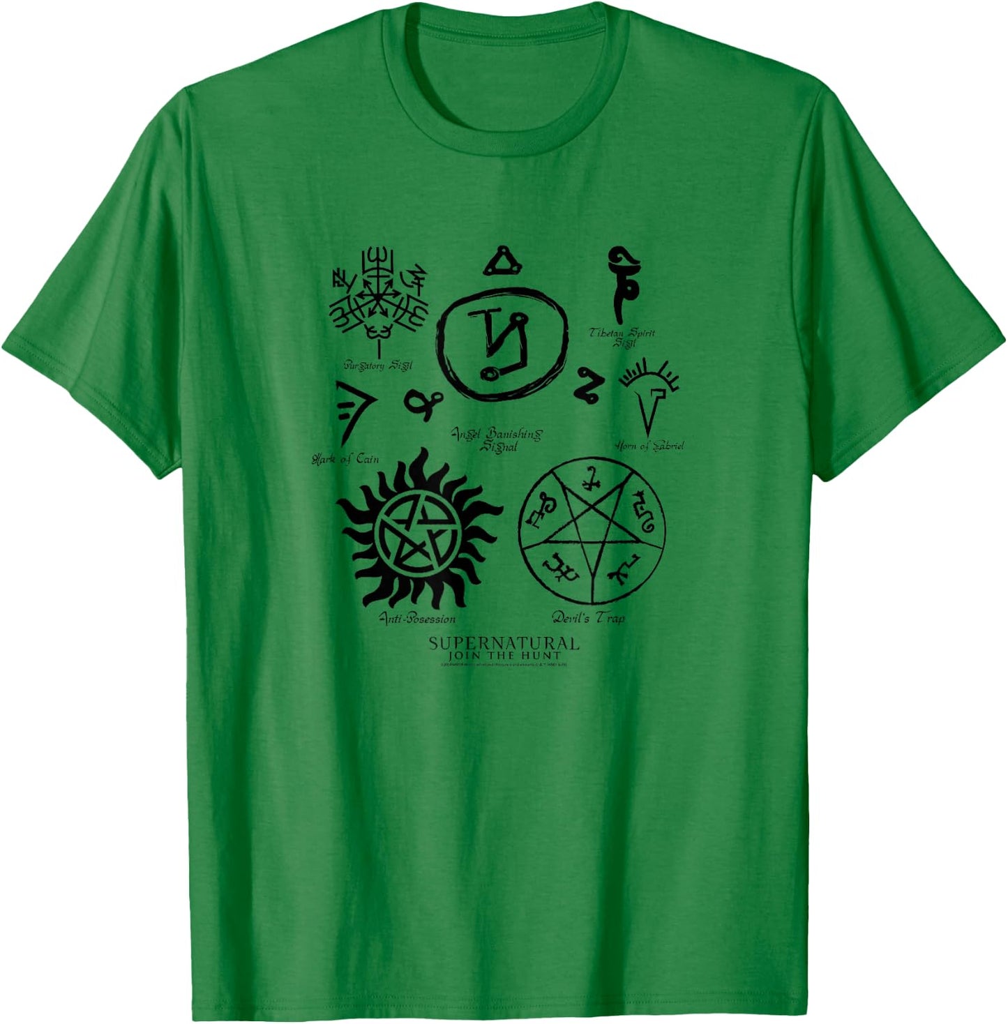 Supernatural Sigils and Symbols T-Shirt - T-Shirt | Irish Green