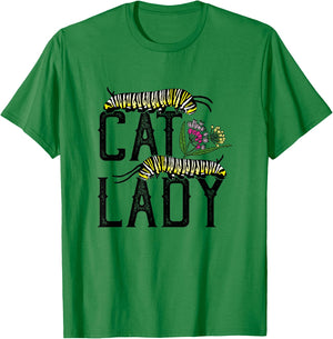 Cat Lady - Funny Monarch Butterfly Caterpillar T-Shirt - T-Shirt | Irish Green