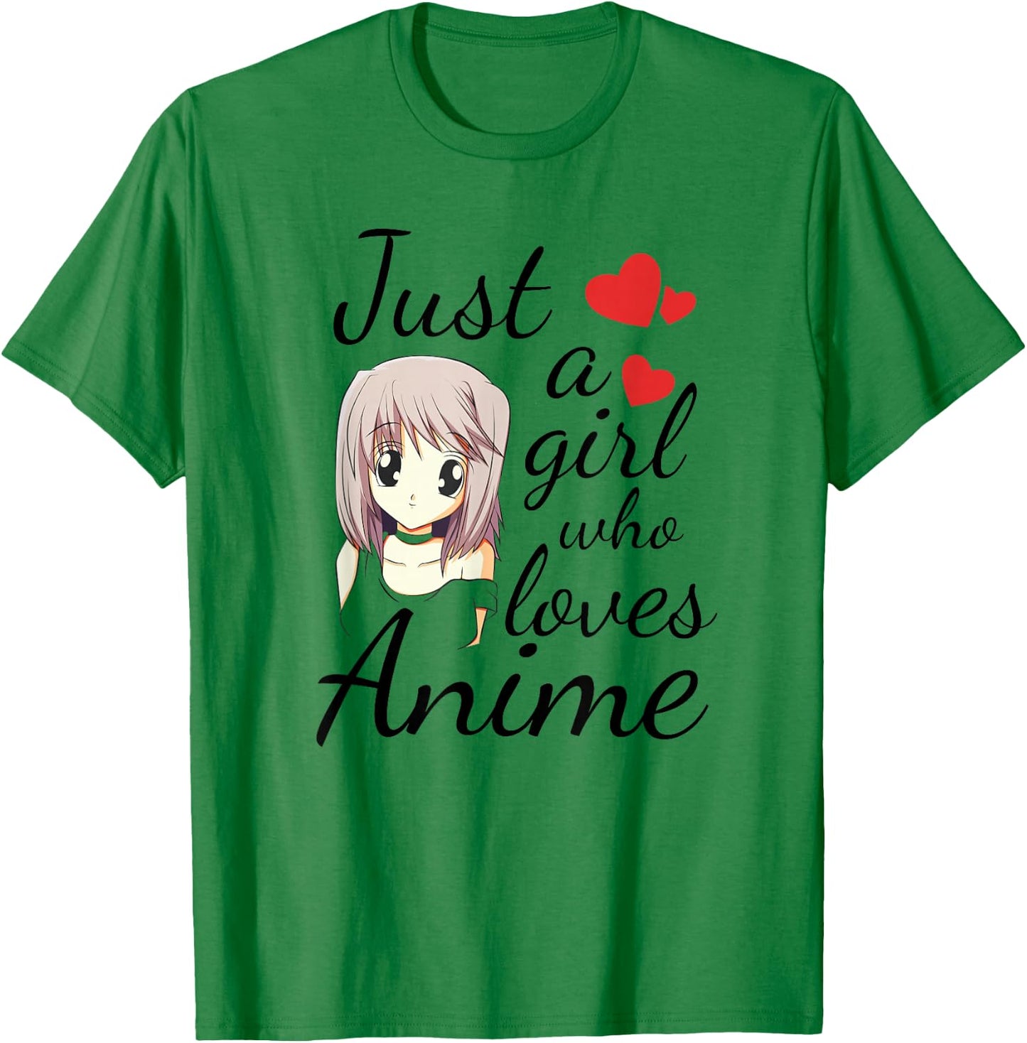 Cute Anime Girl Quote Japanese Kawaii Cartoon Graphic T-Shirt - T-Shirt | Irish Green
