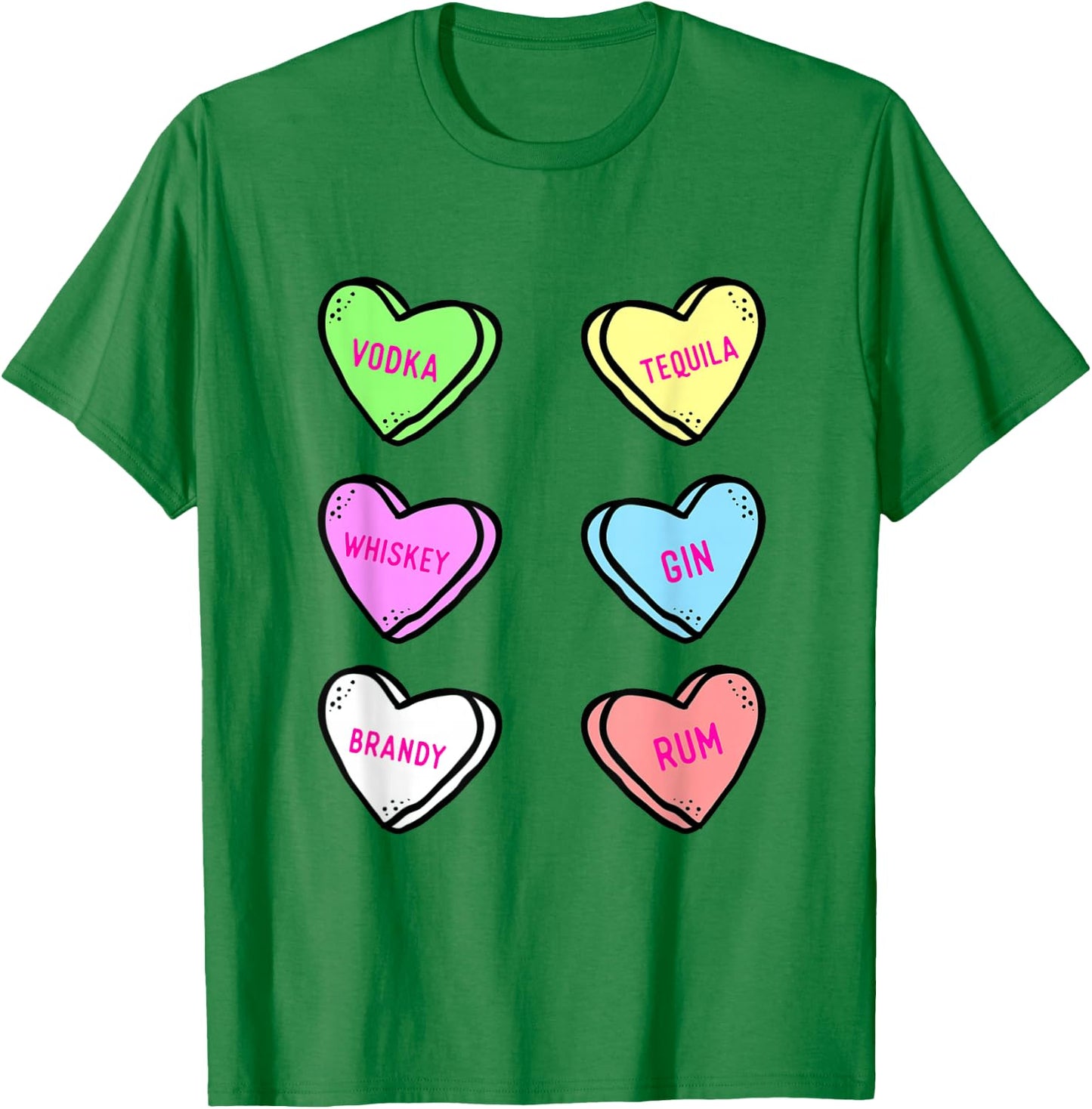 Valentines Day Hearts Drinking Liquor Lovers Anti Valentine T-Shirt - T-Shirt | Irish Green