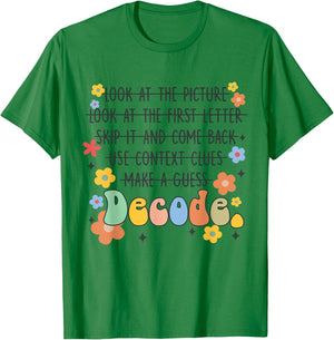 Reading Teacher Science Of Reading Literacy Groovy Decode Women T-Shirt - T-Shirt | Irish Green