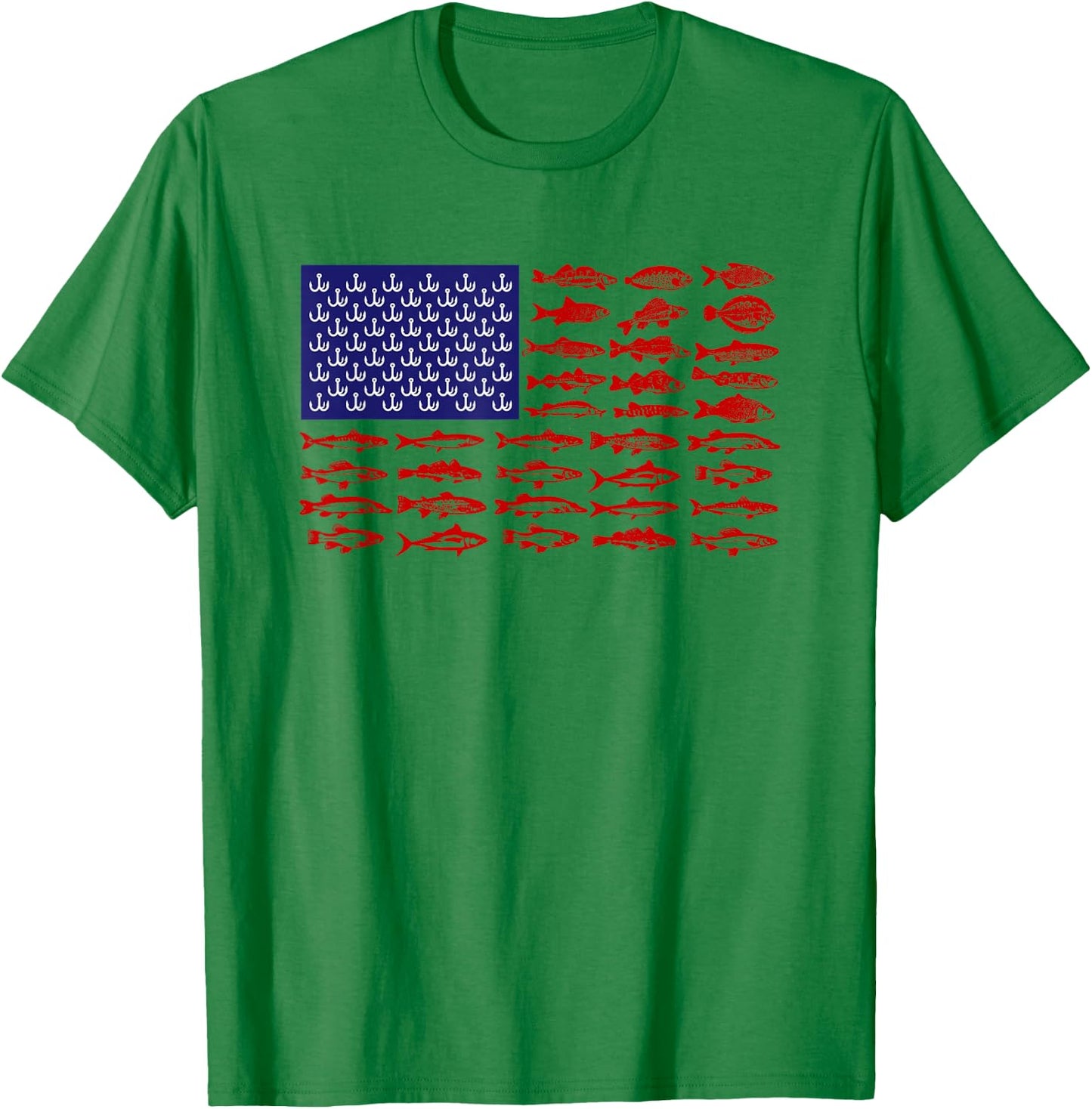 Fish American flag Patriotic Fishing 4th of July Kids Men T-Shirt - T-Shirt | Irish Green