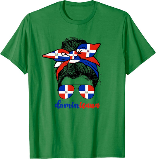 Cute Dominican Girl Women Republica Dominicana Flag Republic T-Shirt - T-Shirt | Irish Green