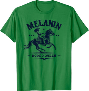Melanin Rodeo Queen, African American Cowgirl T-Shirt - T-Shirt | Irish Green