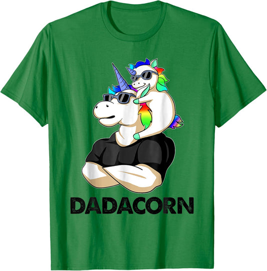 Dadacorn Unicorn Dad and Baby Christmas Papa Father's Day T-Shirt - T-Shirt | Irish Green